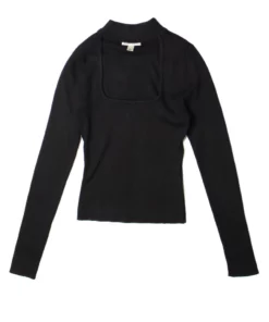 Black Ribbed Mock Neck Cut Out Sweater -US Clothing Shop 176 2413 1 85286.1689265457