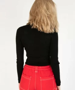 Black Ribbed Mock Neck Cut Out Sweater -US Clothing Shop 176 2413 BlkCutOutSweatBack 5132 22512.1689265482