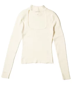 Egret Ribbed Mock Neck Cut Out Sweater -US Clothing Shop 176 2414 1 91229.1689271498