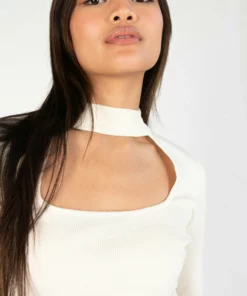Egret Ribbed Mock Neck Cut Out Sweater -US Clothing Shop 176 2414 CreamCutOutSweatFront2 4164 92776.1689271514