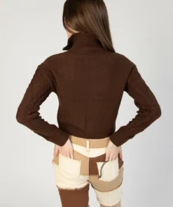 Cable Stitch Cardigan -US Clothing Shop 176 2417 BrownCableSweatBack 30256.1695326170