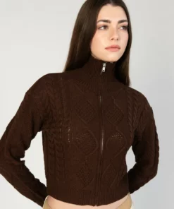 Cable Stitch Cardigan -US Clothing Shop 176 2417 BrownCableSweat 51232.1695999905