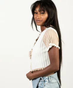 Latte Color Block Tie Front Cardigan -US Clothing Shop 176 2436ColorBlockBeigeFside 13154.1680293344