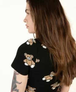 Black Short Sleeve Teddy Bear Sweater -US Clothing Shop 176 2439teddyback 55054.1683132789
