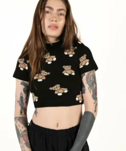 Black Short Sleeve Teddy Bear Sweater -US Clothing Shop 176 2439teddyfull2 09982.1683132790