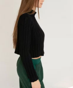 Black Funnel Neck Sweater -US Clothing Shop 176 2482 BlkFunnelSweatSide 29804.1697862304