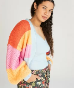 Colorblock Open Cardigan -US Clothing Shop 176 2487 SunsetSweatSide 67539.1696611204
