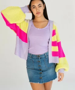 Colorblock Open Cardigan -US Clothing Shop 176 2488 ColorblockCardiLavePink4 61652.1696611204