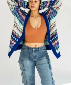 Diamond Pattern Open Cardigan