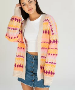 Diamond Pattern Open Cardigan -US Clothing Shop 176 P 2485 DiamondCardiOrangeFront 176 P 2485 176 P 2485 DiamondCardiOrange 23605.1696611665