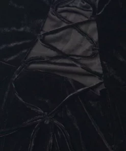 Extended Sizes Lace Up Back Velvet Dress -US Clothing Shop 184 0141 4 02854.1693339128