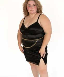 Extended Sizes Black Slip Mini Dress -US Clothing Shop 184 0143 BlkSlipEFull 02066.1692046731