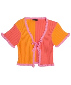 Sherbet Color Block Tie Front Cardigan -US Clothing Shop 3.17 42 62732.1680281494