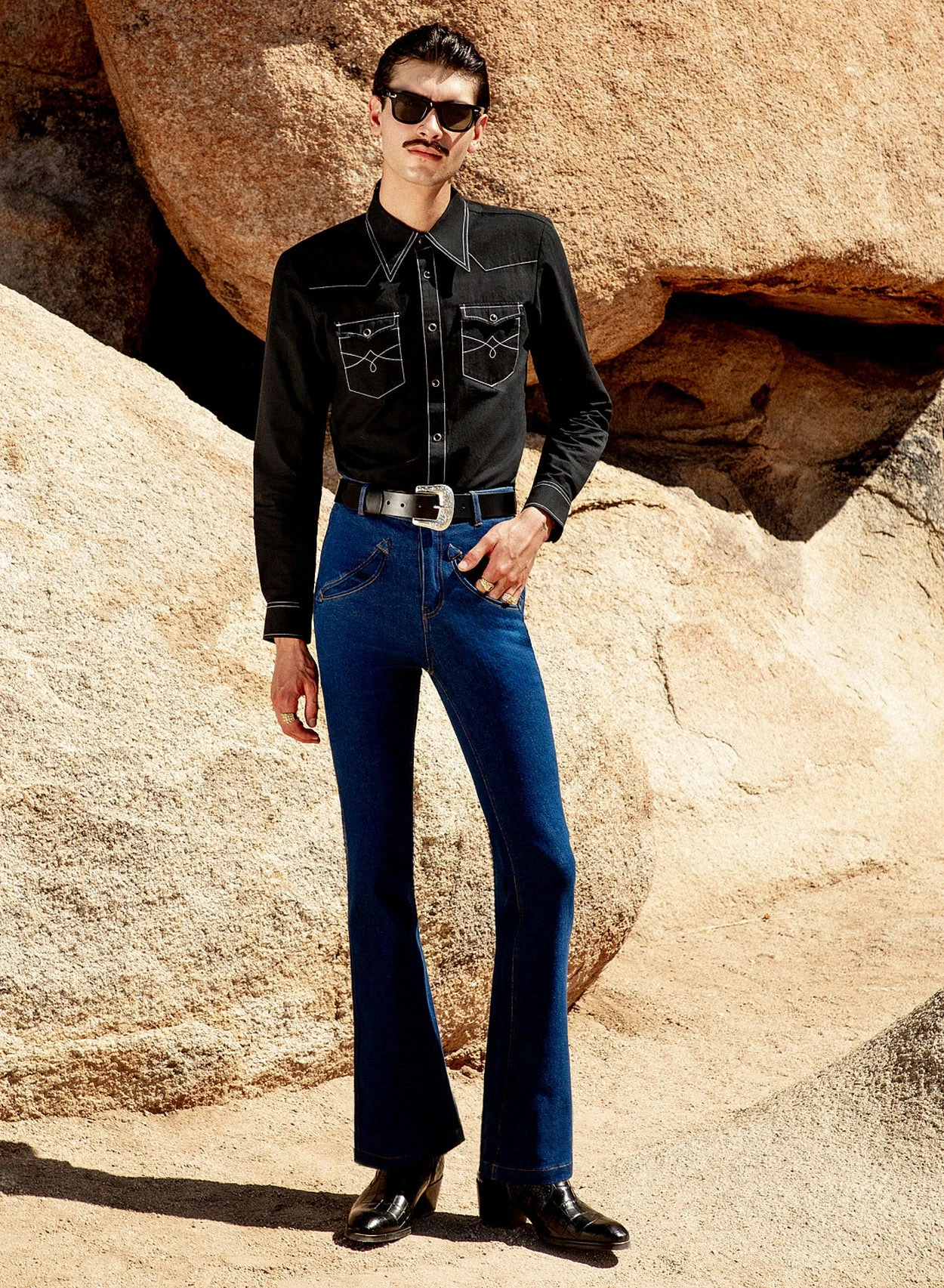 Blue Denim Western Pocket Flare Jeans 1 Blue Denim Western Pocket Flare Jeans