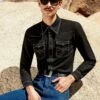 Black Denim 70's Western Shirt