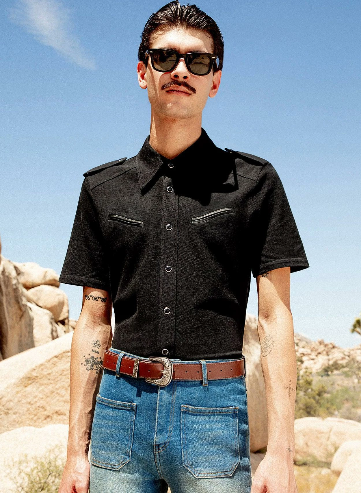 Western Leather Pocket Short Sleeve Polo 1 Western Leather Pocket Short Sleeve Polo