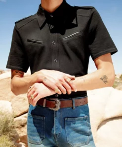 Western Leather Pocket Short Sleeve Polo 11 Western Leather Pocket Short Sleeve Polo -US Clothing Shop BO4A0243