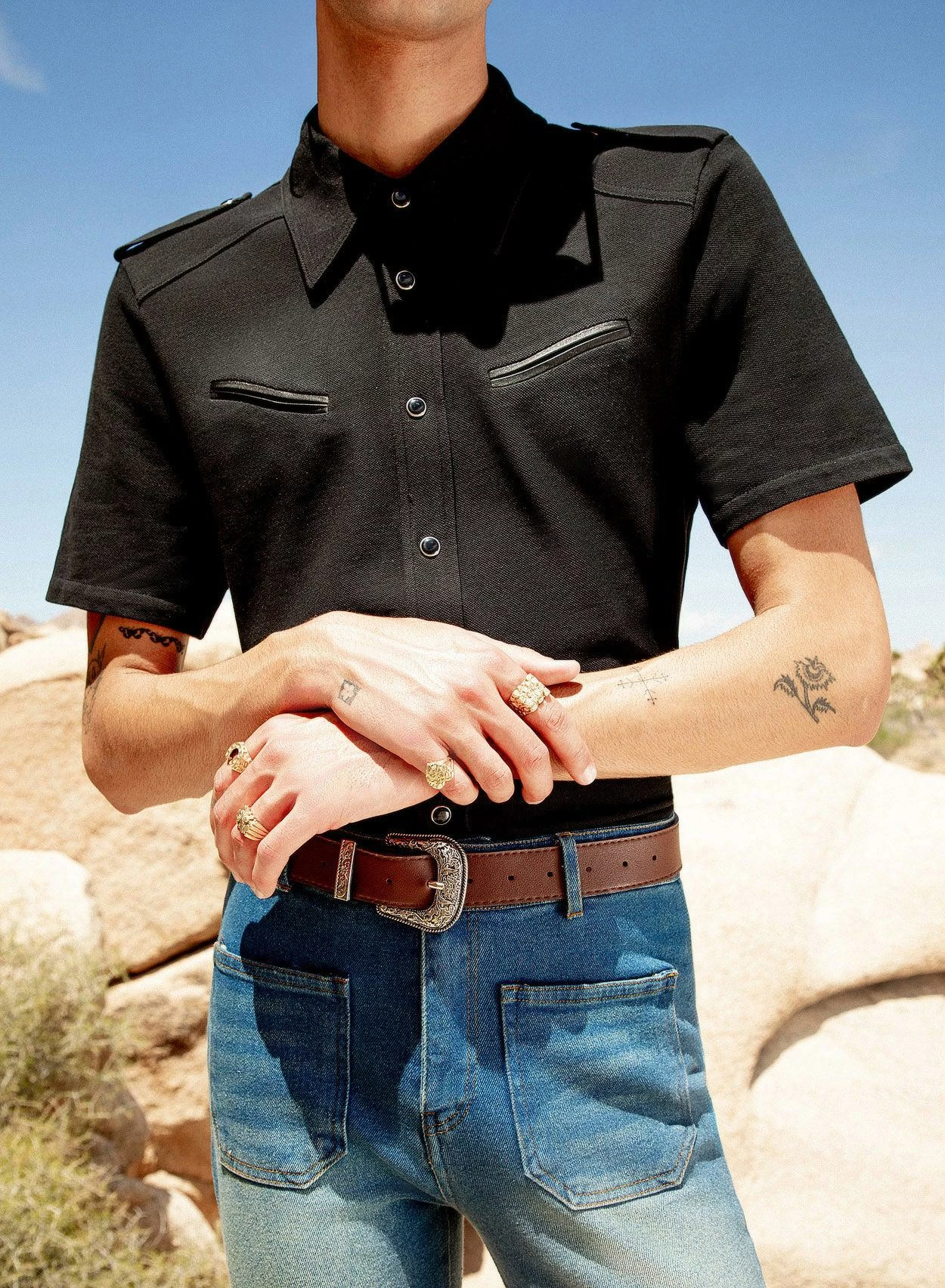 Western Leather Pocket Short Sleeve Polo 5 Western Leather Pocket Short Sleeve Polo - Image 5