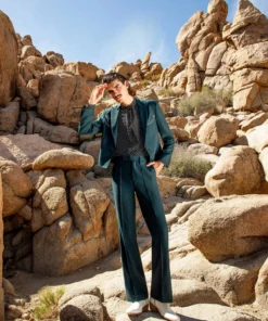 Dark Green Western Cropped Wool Blazer -US Clothing Shop BO4A9603