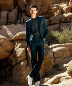 Black Polka Dot Neck Tie Western Viscose Shirt -US Clothing Shop BO4A9624