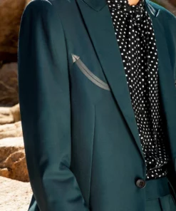 Dark Green Western Cropped Wool Blazer -US Clothing Shop BO4A9640