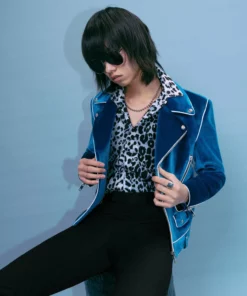 Blue Velvet Piped Biker Jacket -US Clothing Shop BlueVelvetPipedNew6