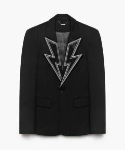 Black Bolt Lapel Blazer