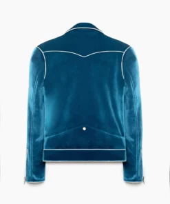 Blue Velvet Piped Biker Jacket -US Clothing Shop DSC09896