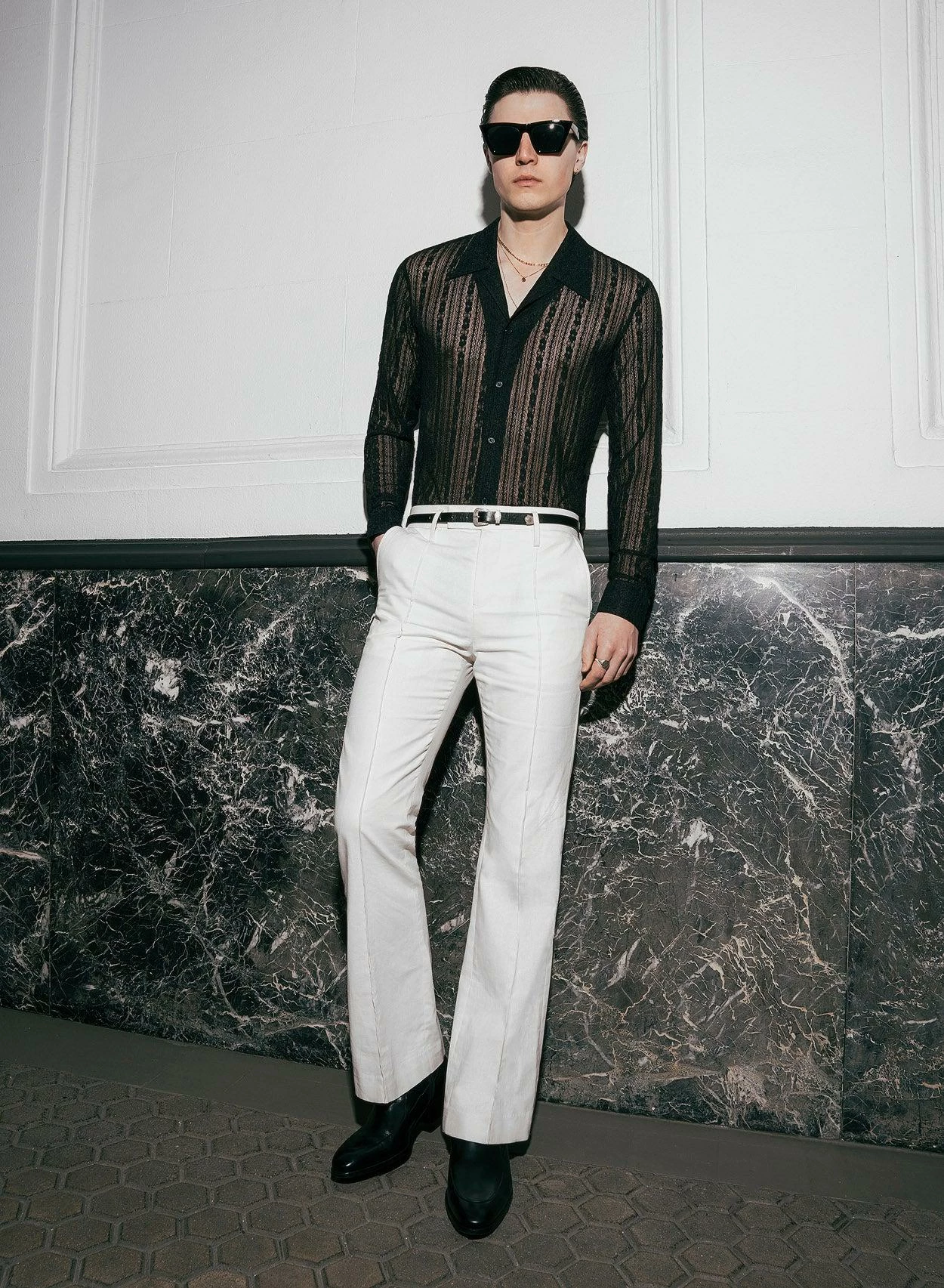 Black Lace Crochet Long Sleeve Shirt 2 Black Lace Crochet Long Sleeve Shirt - Image 2