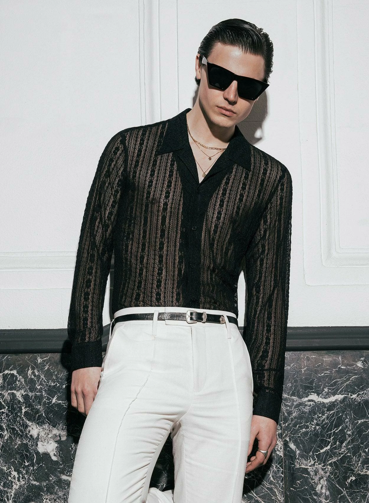 Black Lace Crochet Long Sleeve Shirt 6 Black Lace Crochet Long Sleeve Shirt - Image 6