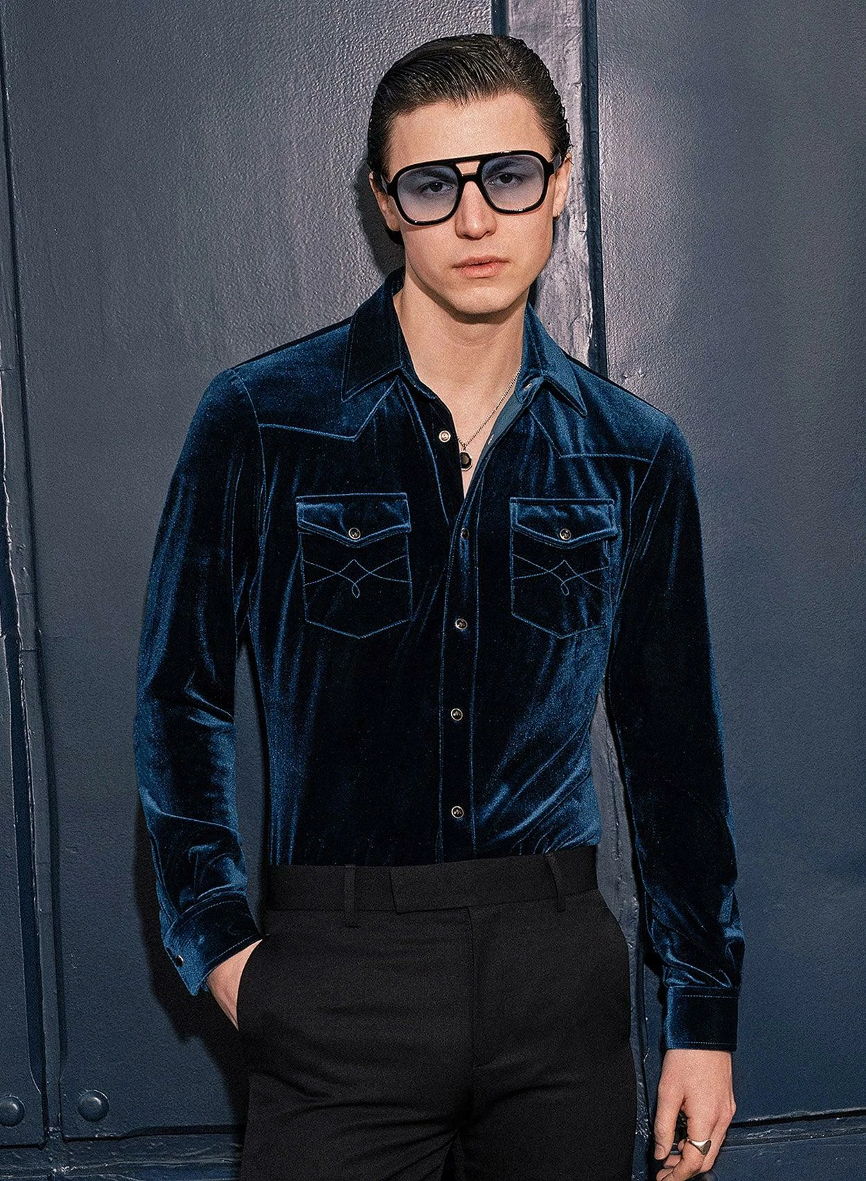 Teal Velvet 70's Western Shirt 1 Teal Velvet 70's Western Shirt