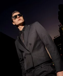 Black Cropped Double Breasted Blazer -US Clothing Shop DSC41671