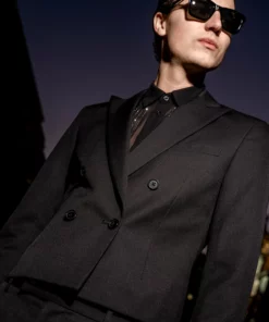 Black Cropped Double Breasted Blazer -US Clothing Shop DSC4188