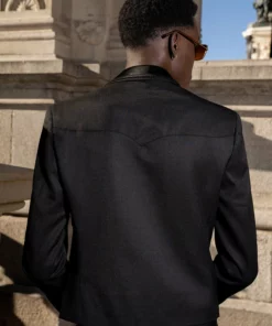 Black Cropped Shawl Collar Blazer -US Clothing Shop DSC5498