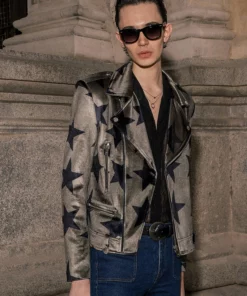 Khaki Green Star Velvet Biker