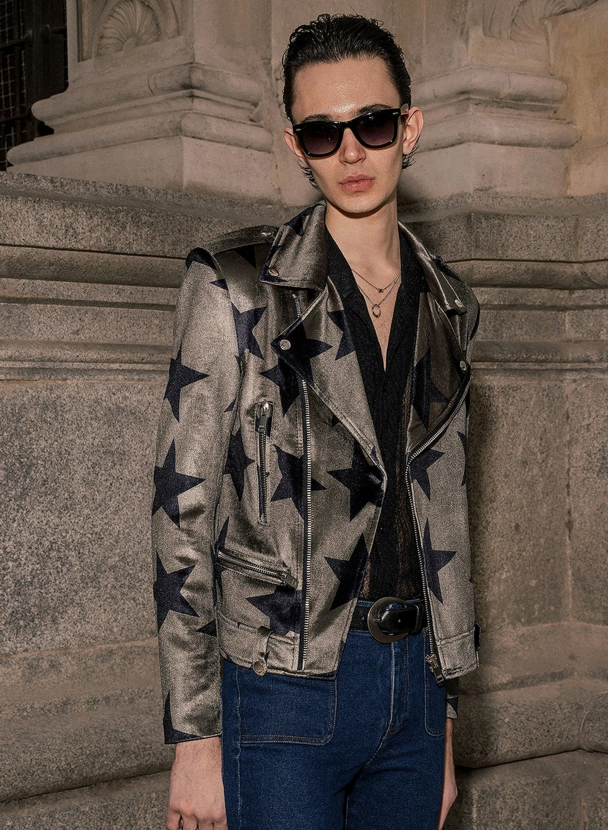 Khaki Green Star Velvet Biker 1 Khaki Green Star Velvet Biker