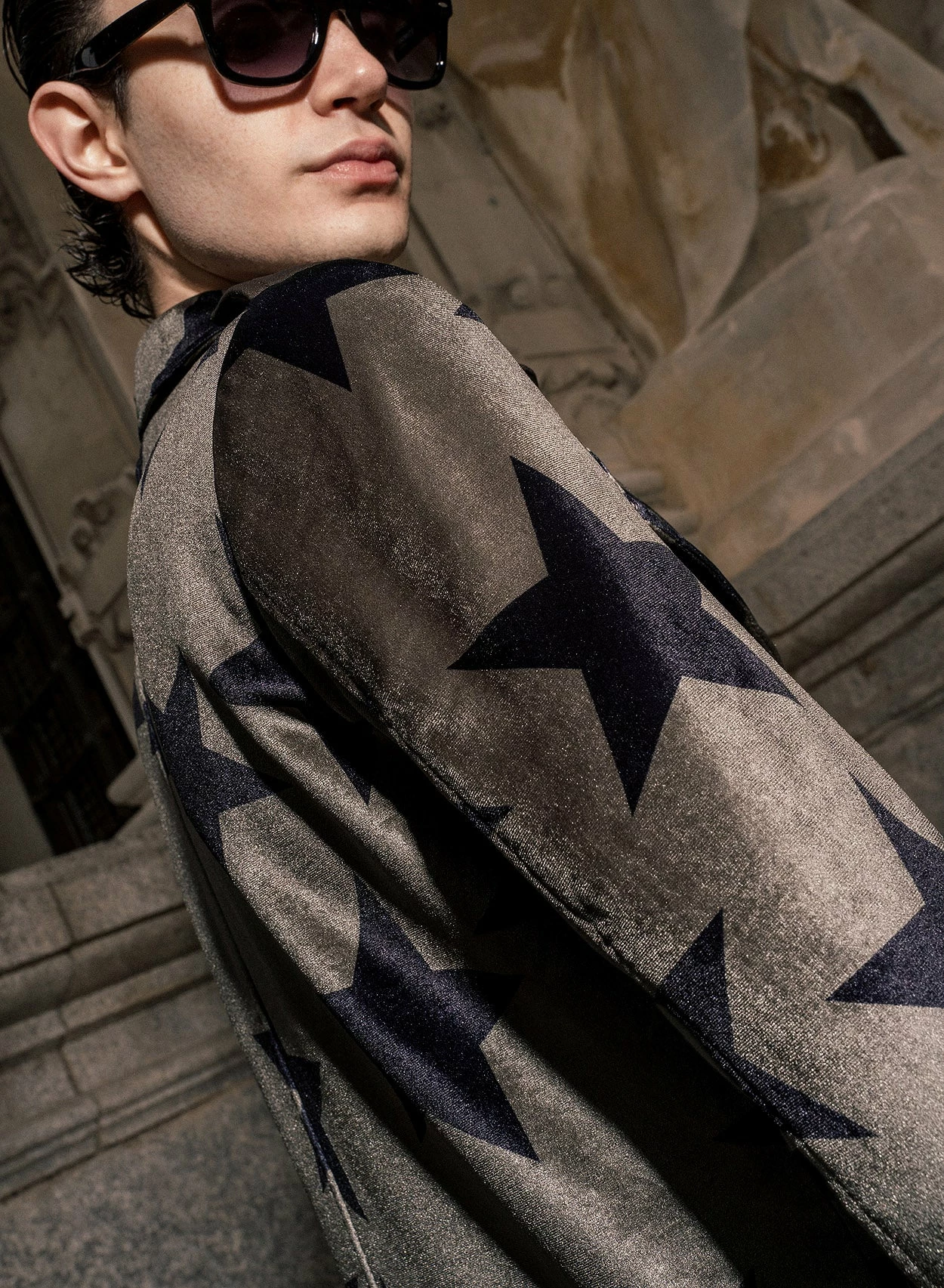 Khaki Green Star Velvet Biker 5 Khaki Green Star Velvet Biker - Image 5