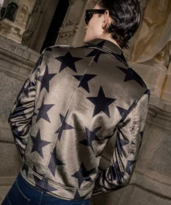 Khaki Green Star Velvet Biker 11 Khaki Green Star Velvet Biker -US Clothing Shop DSC6147