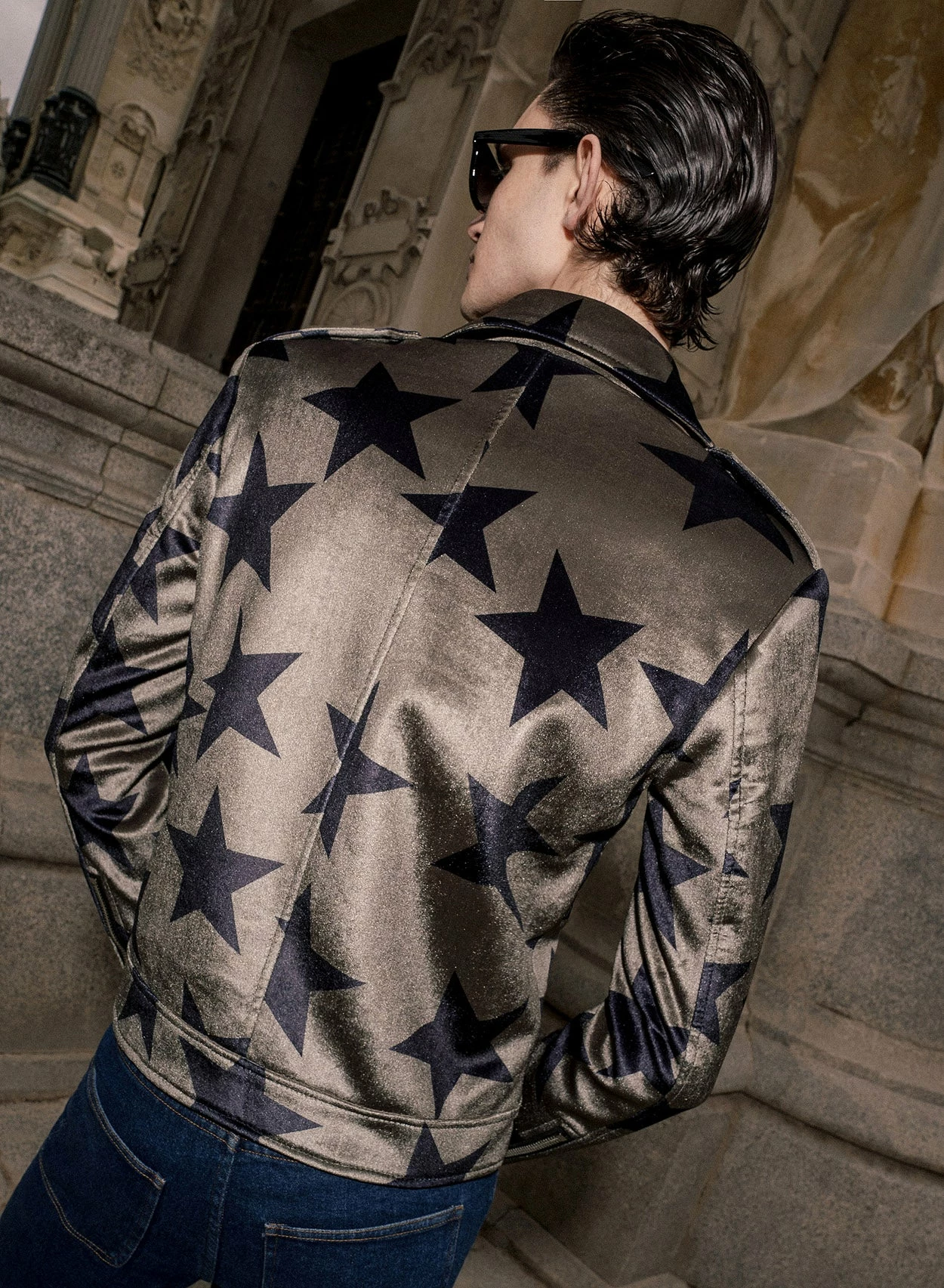 Khaki Green Star Velvet Biker 6 Khaki Green Star Velvet Biker - Image 6