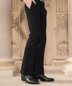 Black Button Loop Denim Flare Jeans -US Clothing Shop DSC6551copy