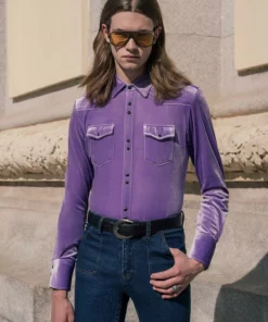 Purple Velvet 70's Western Shirt