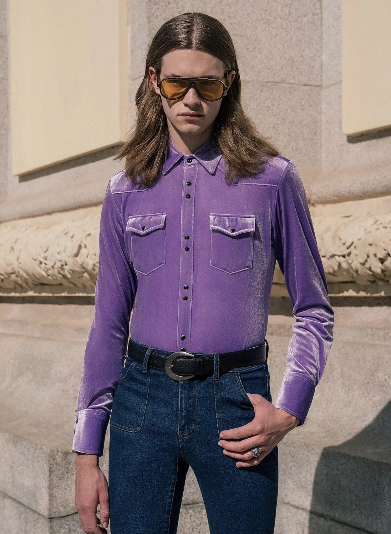 Purple Velvet 70's Western Shirt 1 Purple Velvet 70's Western Shirt