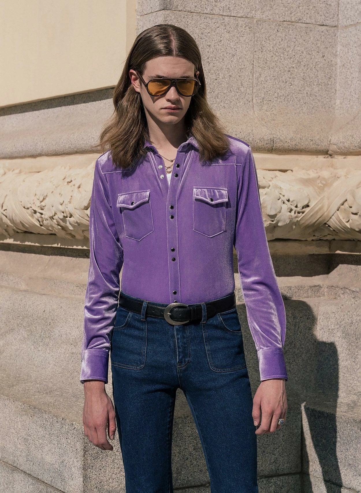 Purple Velvet 70's Western Shirt 3 Purple Velvet 70's Western Shirt - Image 3