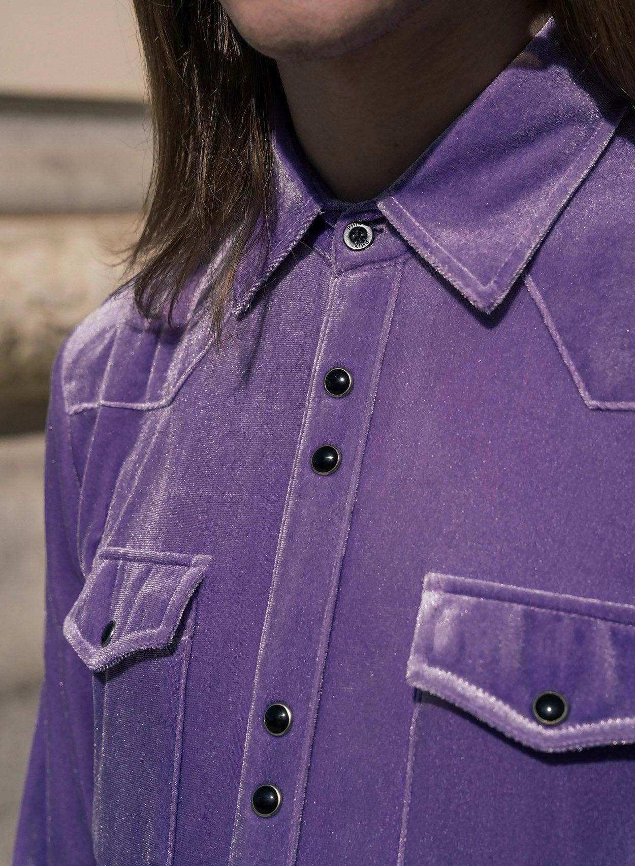 Purple Velvet 70's Western Shirt 2 Purple Velvet 70's Western Shirt - Image 2