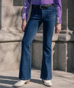 Blue 70's Front Pocket Denim Flare Jeans 11 Blue 70's Front Pocket Denim Flare Jeans -US Clothing Shop DSC8572