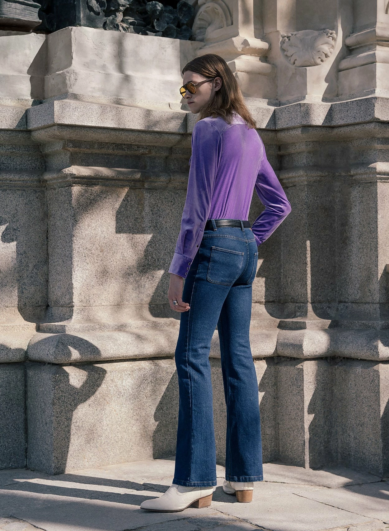 Blue 70's Front Pocket Denim Flare Jeans 6 Blue 70's Front Pocket Denim Flare Jeans - Image 6