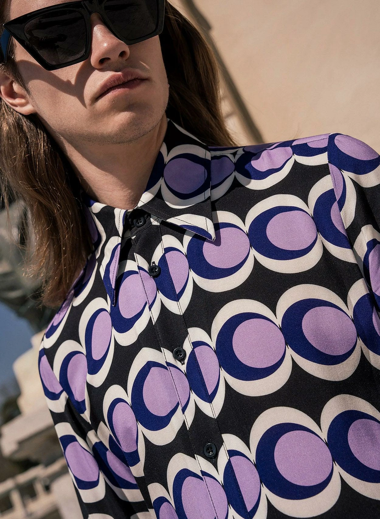 60's Geometric Purple Long Sleeve Shirt 3 60's Geometric Purple Long Sleeve Shirt - Image 3