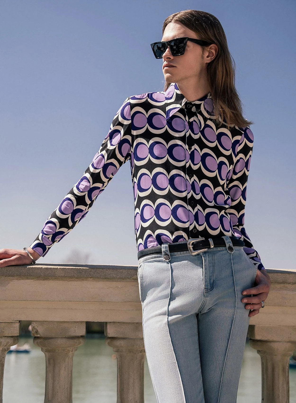 60's Geometric Purple Long Sleeve Shirt 4 60's Geometric Purple Long Sleeve Shirt - Image 4