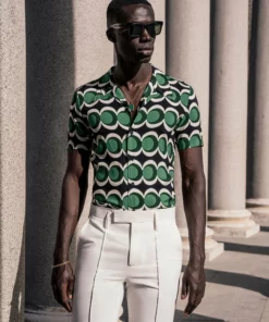 Palermo Off-White Linen Flare Trouser -US Clothing Shop DSC9726