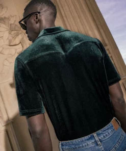 Green Velvet Western Polo Shirt -US Clothing Shop DSC9863